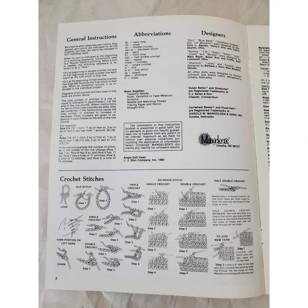 Vintage 1984 Mangelsen Fancy Crochet Dolls Instruction Pattern Booklet 019-90